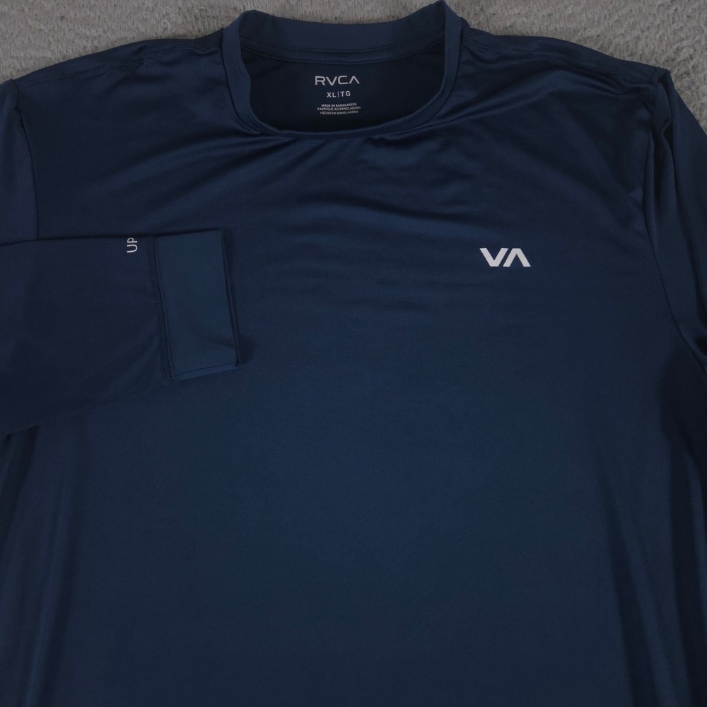 RVCA Shirt Mens XL Blue Balance of Opposites UPF 50+ Long Sleeve Surf Rash Guard